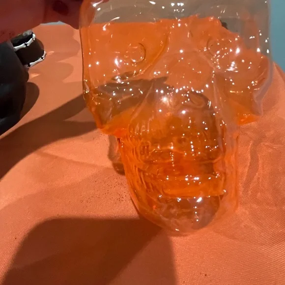 6/$25 Mystic Gray & Orange Plastic Skull with Cork Lid Set - Picture 2 of 15